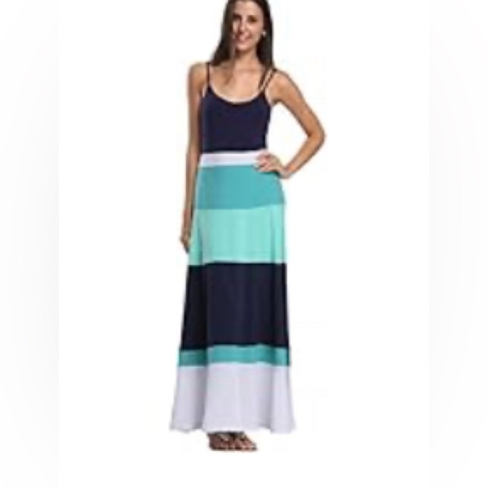 Chiffon striped spaghetti strap maxi dress